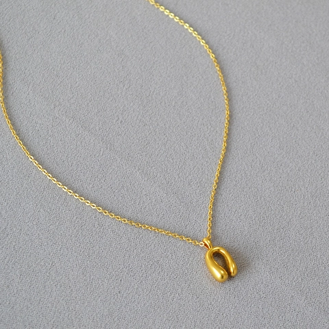 Vintage Messing Legierung Hufeisen Anhänger Halskette Für Damen Japanisch Minimalistisch Unregelmäßig U-Förmig Vergoldet Schmuck