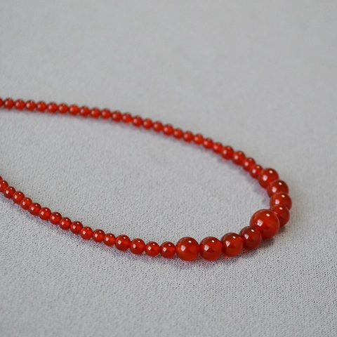 Vintage Chinese Style Red Agate Beaded Necklace For Women Gradient Round Beads Handmade Brass Gold Plated Jewelry Choker