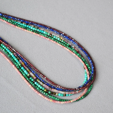 Collier de Perles en Pierre Naturelle Vintage pour Femmes Laiton Plaqué Or Facetté Lapis Lazuli Malachite Choker