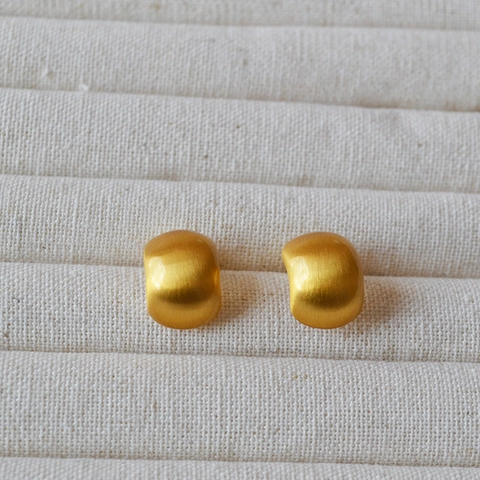Pendientes de Botón Geométricos de Latón Forma de Frijol Mujer Poste Plata Ley 925 Cepillado Mate Oro Plata Joyería