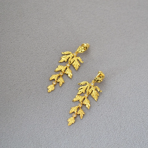 Orecchini a Goccia a Forma di Foglia in Ottone Vintage per Donna Con Perno in Argento Sterling 925 Eleganti Gioielli a Foglia con Strass