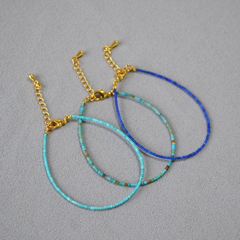 Braccialetto a Mano Vintage Letterario con Perline Turchese Lapislazzuli Rame Placcato Oro Gioielli Regolabili da Donna