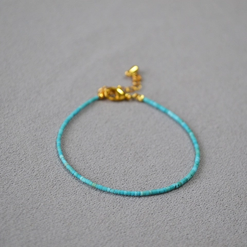 Braccialetto a Mano Vintage Letterario con Perline Turchese Lapislazzuli Rame Placcato Oro Gioielli Regolabili da Donna