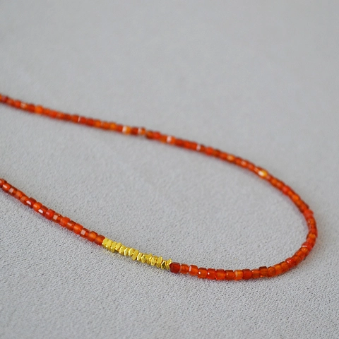 Nuovo Stile Cinese Collana di Perline di Agata Naturale Per Donna Fatto a Mano Minimalista Agata Rossa Pepite d'Oro Braccialetto Gioielli