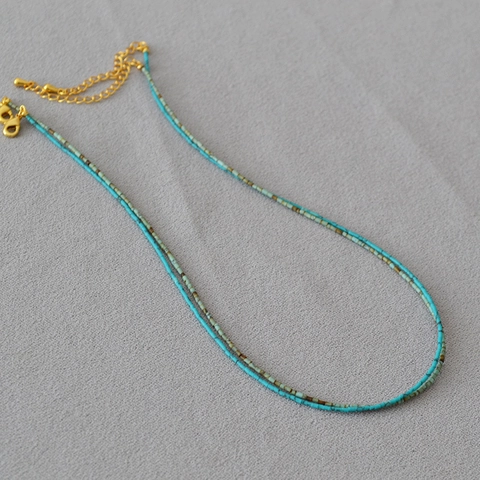 Collana Vintage Boemia con Perline di Turchese Sintetico per Donna Perla Artificiale Lega Sole Malocchio Ciondolo Gioielli