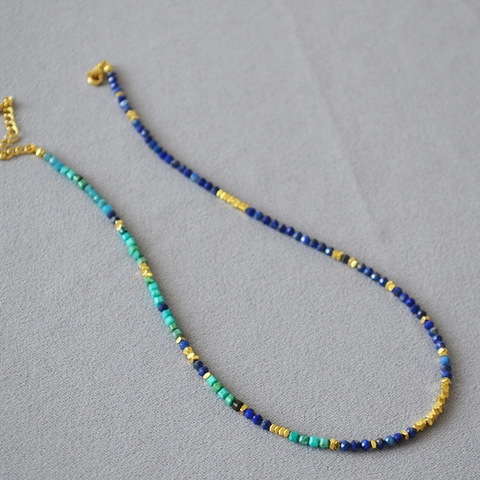 Collana di Perline di Lapislazzuli Pietra di Fenice Stile Cinese Vintage per Donna Gioielli Choker Eleganti Fatti a Mano
