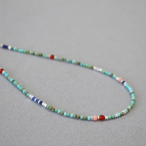 Französischer Retro Böhmisch Handgefertigte Perlenkette Mehrfarbig Türkis Legierung Schlüsselbeinkette Ethno Schmuck Für Damen