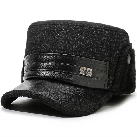 Heren Winter Katoenmix Flatcap Met Oorkleppen Warm Winddicht Outdoor Pet Voor Ouderen Volwassen Stijl Newsboy Pet