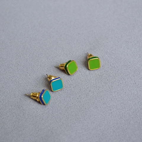 Geometrische Quadrat Emaille Ohrstecker Mit 925 Sterlingsilber Stift Messing Minimalistisch Ohrringe Für Damen Schmuck