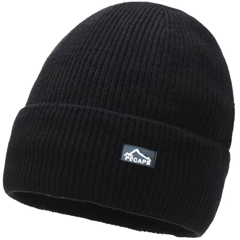 Uomo Donna Berretto Invernale In Maglia Caldo Foderato In Pile Beanie Outdoor Casual Skull Cap Con Patch Logo Montagna