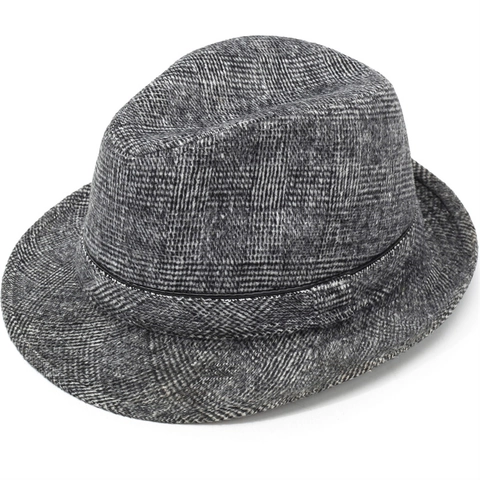 Men Vintage Plaid Fedora Hat Polyester British Gentleman Short Brim Warm Autumn Winter Classic Jazz Hat For Elderly Father