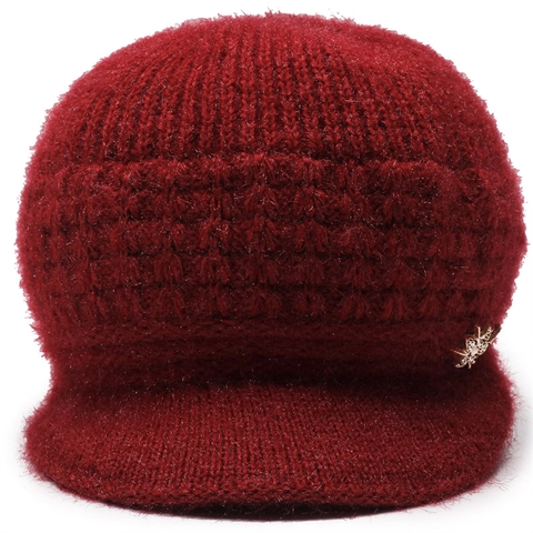 Bonnet En Maille Chaud D'Hiver Pour Femmes Avec Bord Doublé Polaire Chapeau De Maman Décor De Fleur En Strass Épaissi