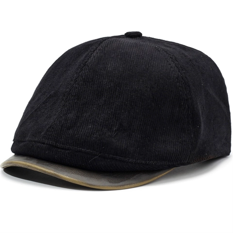 Casquette Gavroche Rétro en Velours Côtelé pour Hommes Femmes Ajustable Vintage Style Japonais Béret de Peintre Britannique