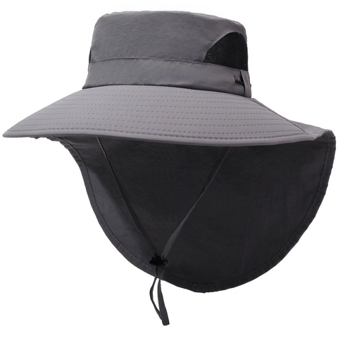 Chapeau de Protection Solaire Extérieur Avec Rabat de Cou Large Bord Maille Respirante Séchage Rapide Pour Pêche Randonnée Hommes Femmes