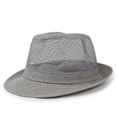 Ανδρικό Αναπνεύσιμο Καπέλο Fedora με Πλέγμα Καλοκαιρινό Διάτρητο Καπέλο Ήλιου για Ηλικιωμένους Casual Διακοπές Jazz Καπέλο