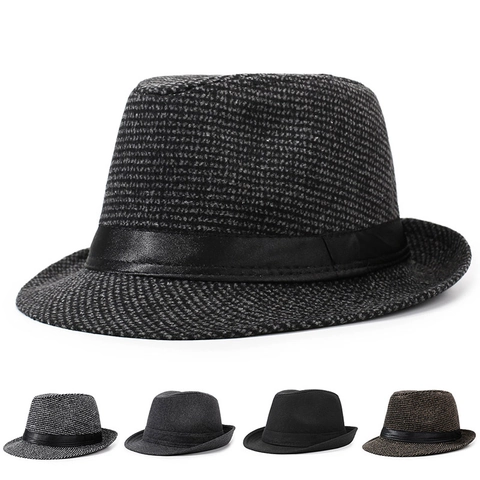 Vintage Unisex Fedora Hat Wide Brim Woolen Felt Jazz Hat Classic Panama Cap For Men Women Party Stage Fashion Performance