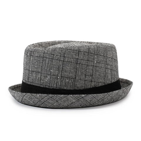 Vintage Kariert Wollstoff Filzhut Für Damen Herren Klassisch Britischer Stil Jazz Pork Pie Hut Herbst Winter Warm Kappe