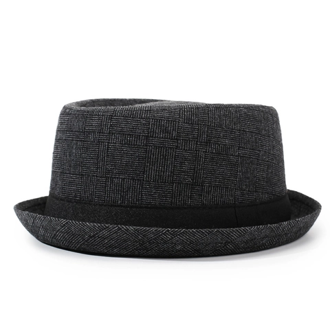 Vintage Kariert Wollstoff Filzhut Für Damen Herren Klassisch Britischer Stil Jazz Pork Pie Hut Herbst Winter Warm Kappe