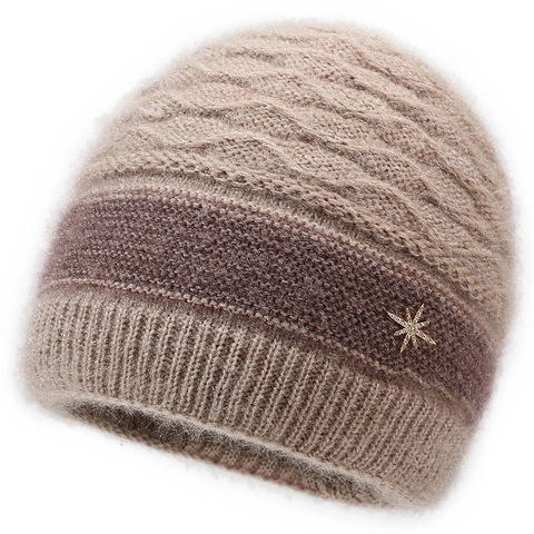 Dames Winter Warm Gebreide Beanie Muts Dubbel gelaagde Dikke Thermische Cap Met Strass Ster Liefde Decor Voor Ouderen