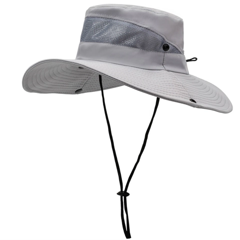 Unisex Outdoor Ademende Zonbescherming Vissershoed Brede Rand Mesh Verstelbaar Trekkoord Vissen Wandelen Casual Safari Hoed