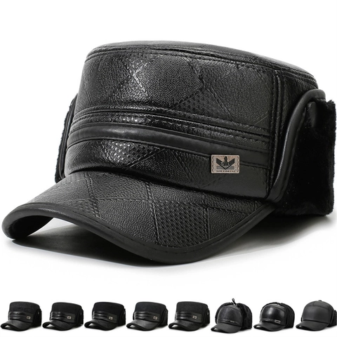 Heren Winter Katoenmix Flatcap Met Oorkleppen Warm Winddicht Outdoor Pet Voor Ouderen Volwassen Stijl Newsboy Pet