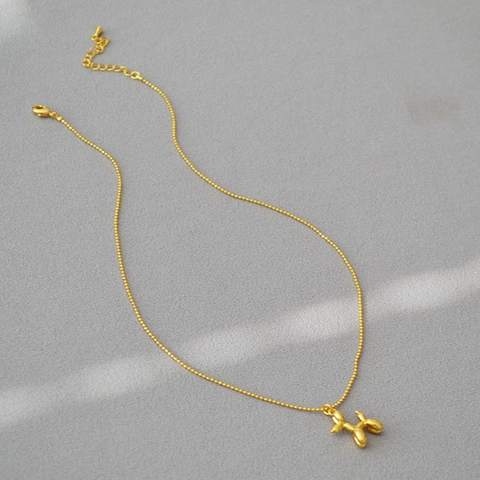 Messing Gold Vergoldet Ballon Hund Anhänger Halskette Minimalistische Täglich Zubehör Schlüsselbein Kette Schmuck Für Damen Geschenk