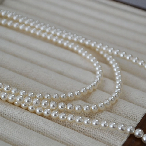 Franse Stijl Elegant Kunstparel Lange Halsketting Veelzijdig Beaded Trui Ketting Koper Goud Verguld Sieraden Voor Dames