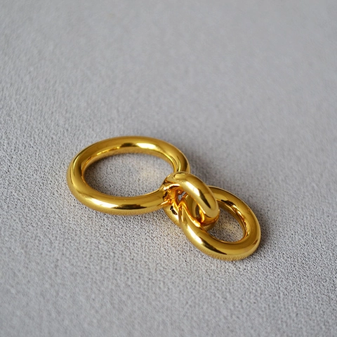 Minimalistische Vergulde Koperen Ring In elkaar grijpende Dubbele Cirkel Voor Dames Geometrische Vingerring Sieraden Cadeau