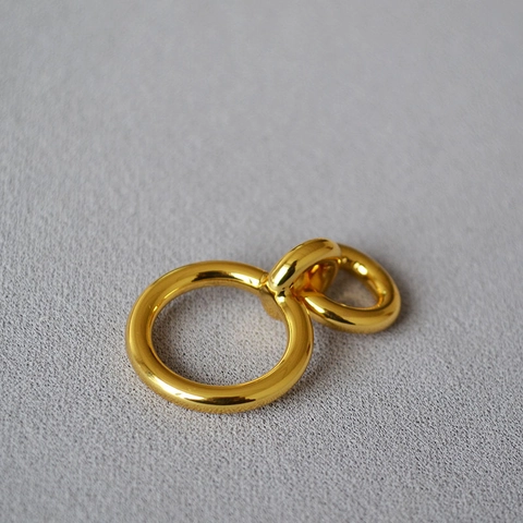 Minimalistische Vergulde Koperen Ring In elkaar grijpende Dubbele Cirkel Voor Dames Geometrische Vingerring Sieraden Cadeau