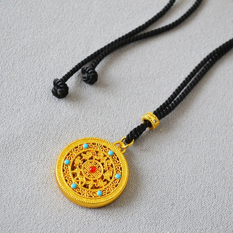 Collana con Ciondolo Cavo Rotondo in Rame Placcato Oro Antico Perla Artificiale Strass Catena a Corda Gioielli Donna
