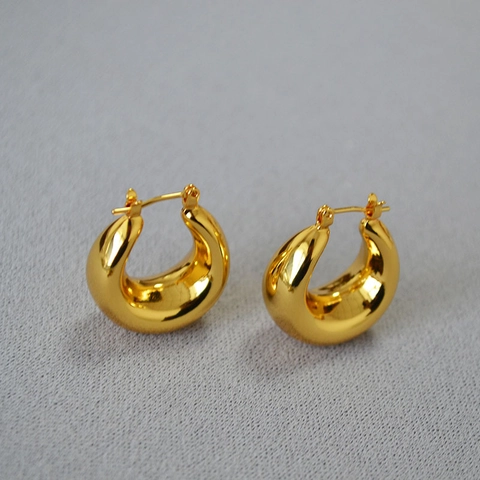 Orecchini a Cerchio in Ottone Cavo Minimalisti per Donna Personalità Geometrica Ovale a Goccia d'Acqua Placcati Oro Argento Gioielli di Moda