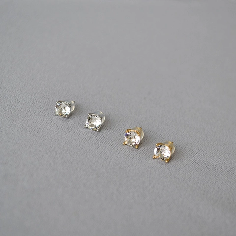 Pendientes de Botón Redondos con Strass Poste de Plata de Ley 925 Chapado en Cobre Joyería Diaria para Mujer