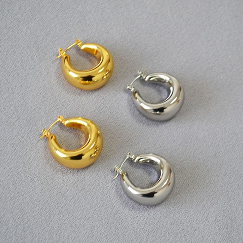 Orecchini a Cerchio in Ottone Cavo Minimalisti per Donna Personalità Geometrica Ovale a Goccia d'Acqua Placcati Oro Argento Gioielli di Moda