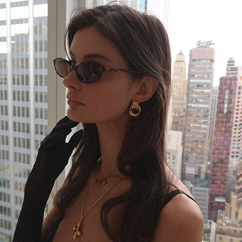 Orecchini a Bottone con Nodo Intrecciato in Ottone Minimalista Con Perno in Argento Sterling 925 Gioielli Donna Placcati Oro