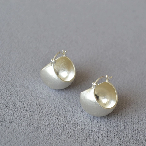 Vintage Minimalistisch Gebürstete Kupfer Ball Hoop Ohrringe Für Damen Gold Silber Plattiert Halbkugel Geometrischer Schmuck