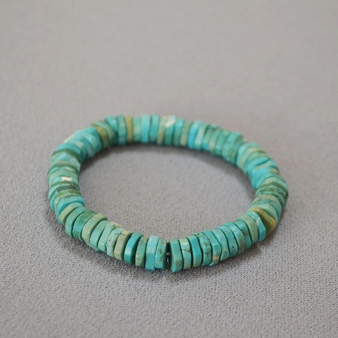Pulsera Elástica de Cuentas Heishi de Turquesa con Corte Irregular Vintage para Hombre Mujer Retro Bohemio Cuentas de Disco