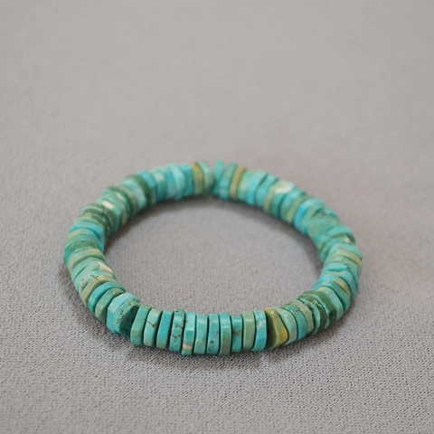 Pulsera Elástica de Cuentas Heishi de Turquesa con Corte Irregular Vintage para Hombre Mujer Retro Bohemio Cuentas de Disco