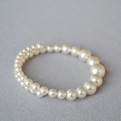 Französischer Vintage Künstliche Perlen Wickelarmband Für Damen Eleganter Elastisch Verstellbarer Armreif Modeschmuck