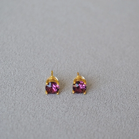 Elegant Colorful Round Rhinestone Stud Earrings With 925 Sterling Silver Post Geometric Copper Gold Plated Jewelry For Women