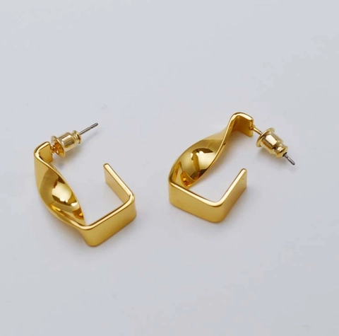 Vintage Gold Plated Brass Earrings For Women Artificial Pearl Rhinestone Geometric Stud Hoop Earrings Fashion Jewelry Gift