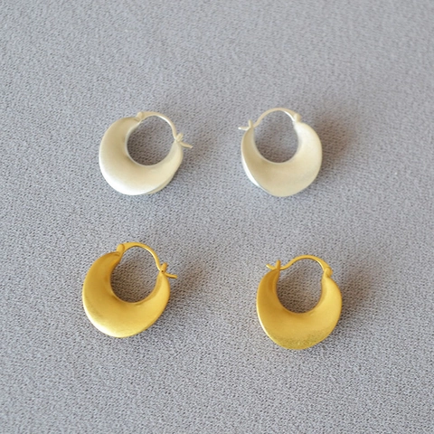 French Retro Brass Hoop Earrings For Women Minimalist Irregular Geometric Matte Gold Silver Plated C-Shaped Earrings Fashion Jewelry