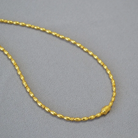 Collana di Perline in Rame Minimalista Vintage per Donna Stile Giapponese Catena a Grano di Riso Galvanizzato Oro Argento Gioielli