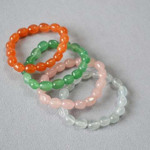 New Chinese Style Irregular Jade Beaded Elastic Bracelet Niche Polished Natural Stone Beads Elegant Women Jewelry Gift