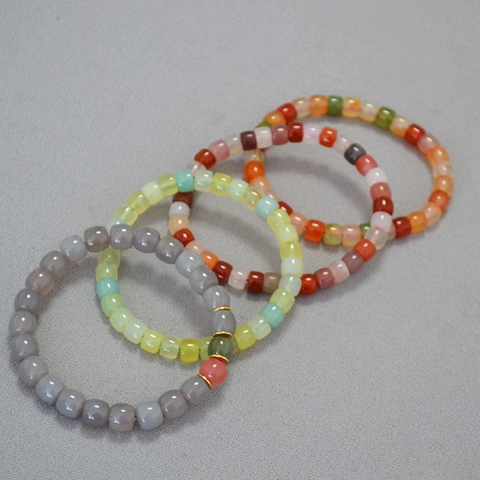 Bracciale Di Perle Di Agata Perle A Botte Colorate Cordino Elastico Gioielli Nuovo Stile Cinese Per Donne