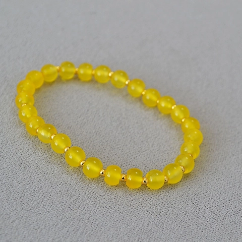 Bracciale Minimalista in Perle di Agata a Taglio Dritto per Donna Perle Distanziatrici in Rame Dorato Fatto a Mano Elastico
