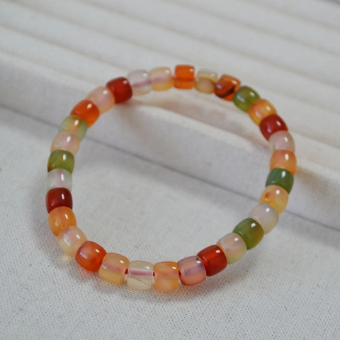 Bracciale Di Perle Di Agata Perle A Botte Colorate Cordino Elastico Gioielli Nuovo Stile Cinese Per Donne