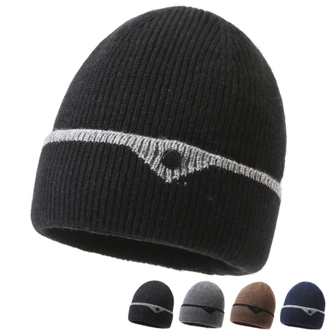 Gorro de Punto Cálido de Invierno para Hombre Mujer Gorro Acanalado de Poliéster Retro Con Botón Decorativo Esquí