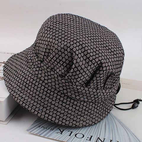 Cappello a Secchiello Vintage Floreale Plaid per Donne Anziane Regolabile Leggero Cappello da Sole in Poliestere Pescatore