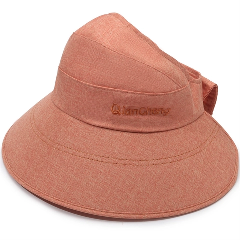 Damen Sonnenhut Leeres Top Breite Krempe Faltbar Leinenimitat Hut mit Schleife UV Schutz Atmungsaktiv Sommer Strand Visier