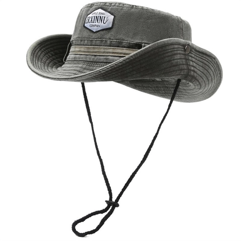 Women Outdoor Wide Brim Sun Hat Foldable Polyester Cowboy Style Bucket Hat With Adjustable Windproof String For Hiking Camping